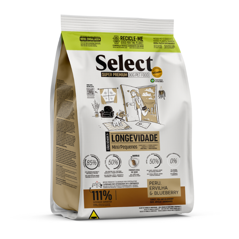 SELECT CÃES SÊNIOR 7+ MINI E PEQUENA LONGEVIDADE